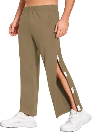 Deyeek Men's Tear Away Pants 2 Side Snap Open Bottom Sweatpants Loose Fit Casual Post Surgery Pants with Pockets