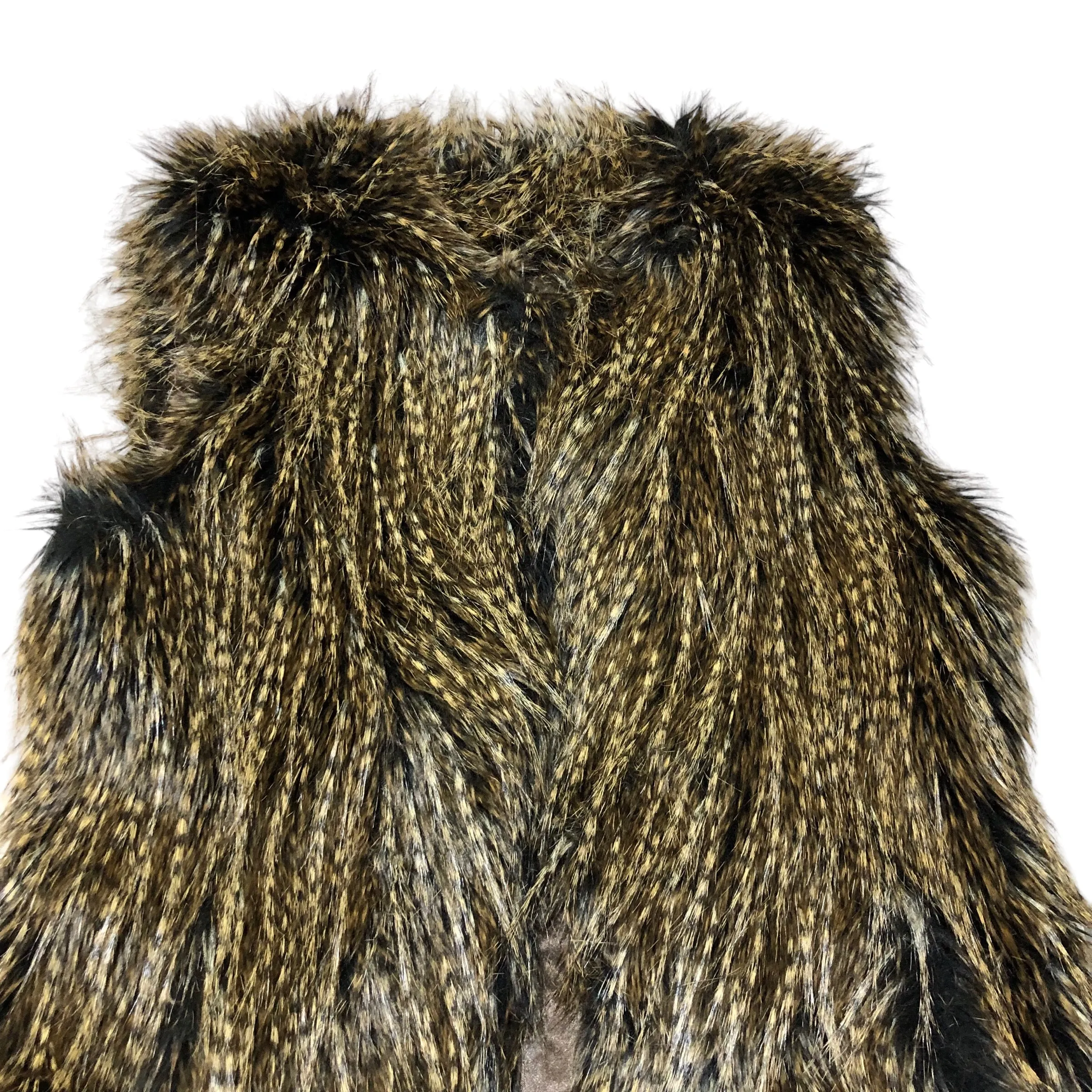 Embellished Heart Eye faux fur vest