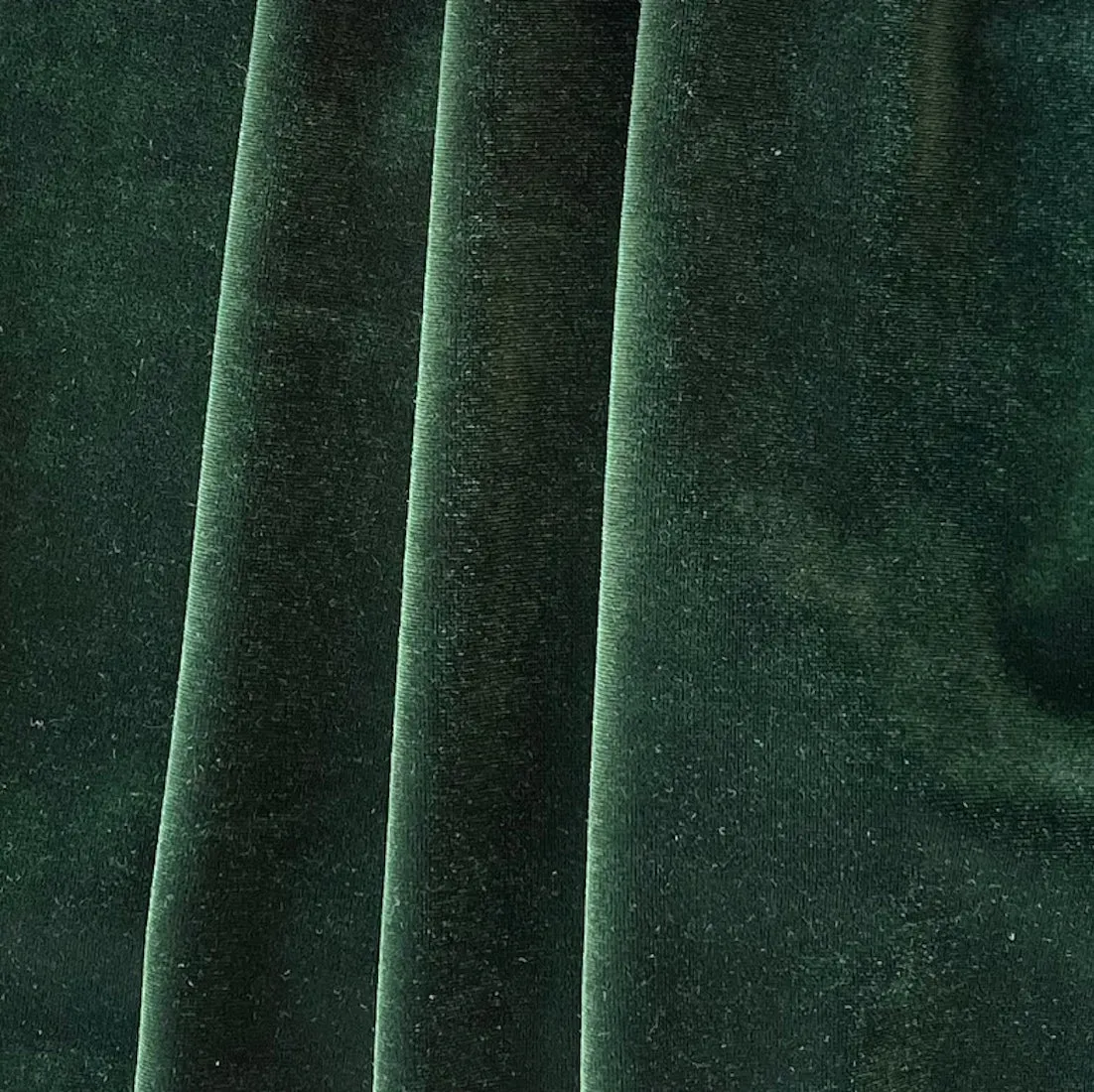 Festive Holiday Green Stretch Polyester Velvet