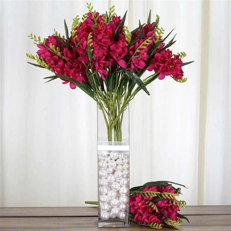 Freesia Bush Artificial Silk Flowers - Fuchsia