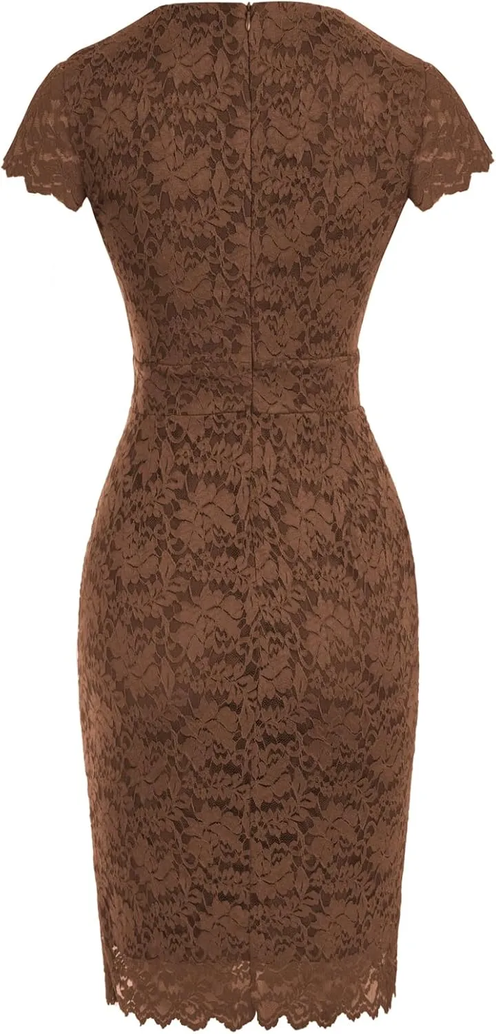 GRACE KARIN Cocktail Dress for Women Cap Sleeve Lace Dress for Wedding Guest Business Casual Dresses