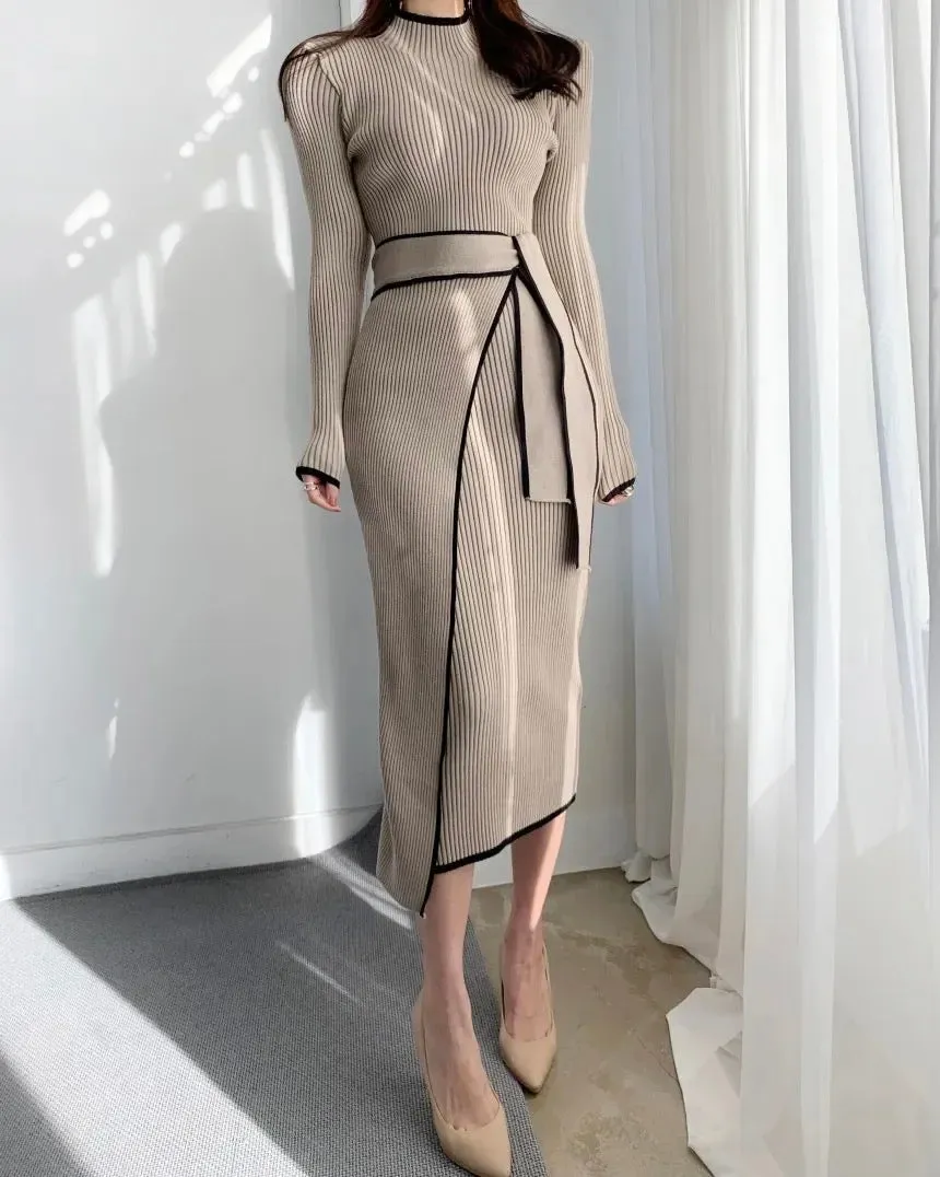 Helen Premium Woolen Midi Dress