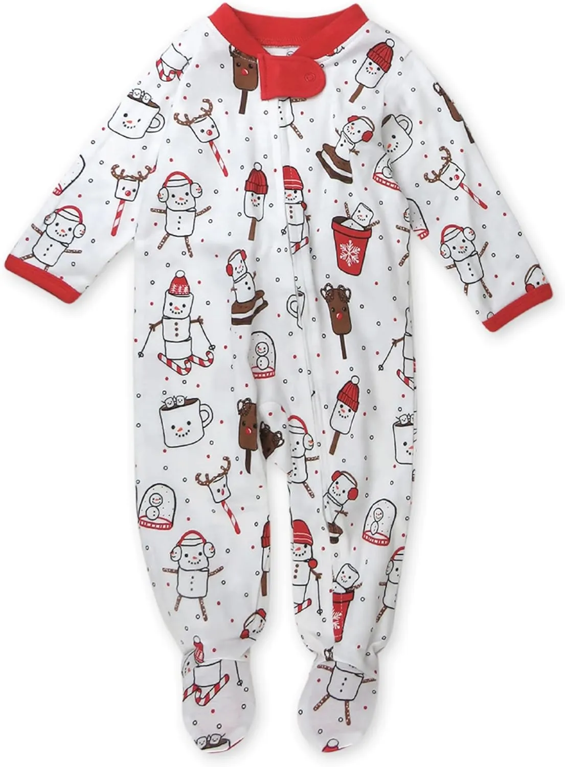 HonestBaby Sleep and Play Footed Holiday Pajamas One-Piece Sleeper Zip-front Organic Cotton PJs Baby Boys, Girls, Unisex, Ooie Gooie Holiday, Newborn