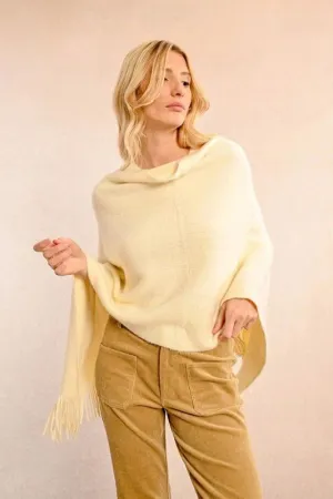 Knit Poncho with Fringe