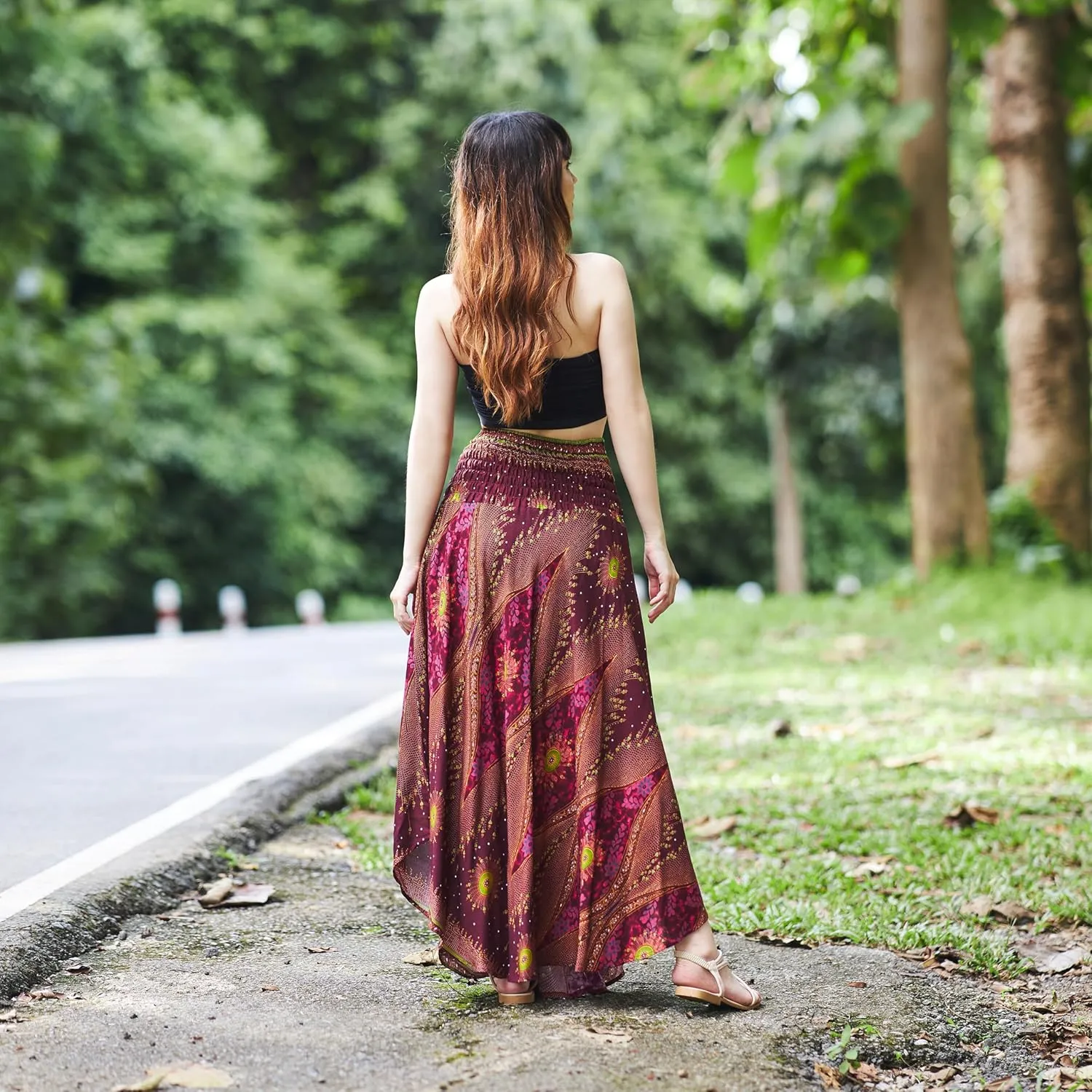 Lannaclothesdesign Women's Long Maxi Skirt Bohemian Gypsy Hippie Style Clothing Boho Skirts