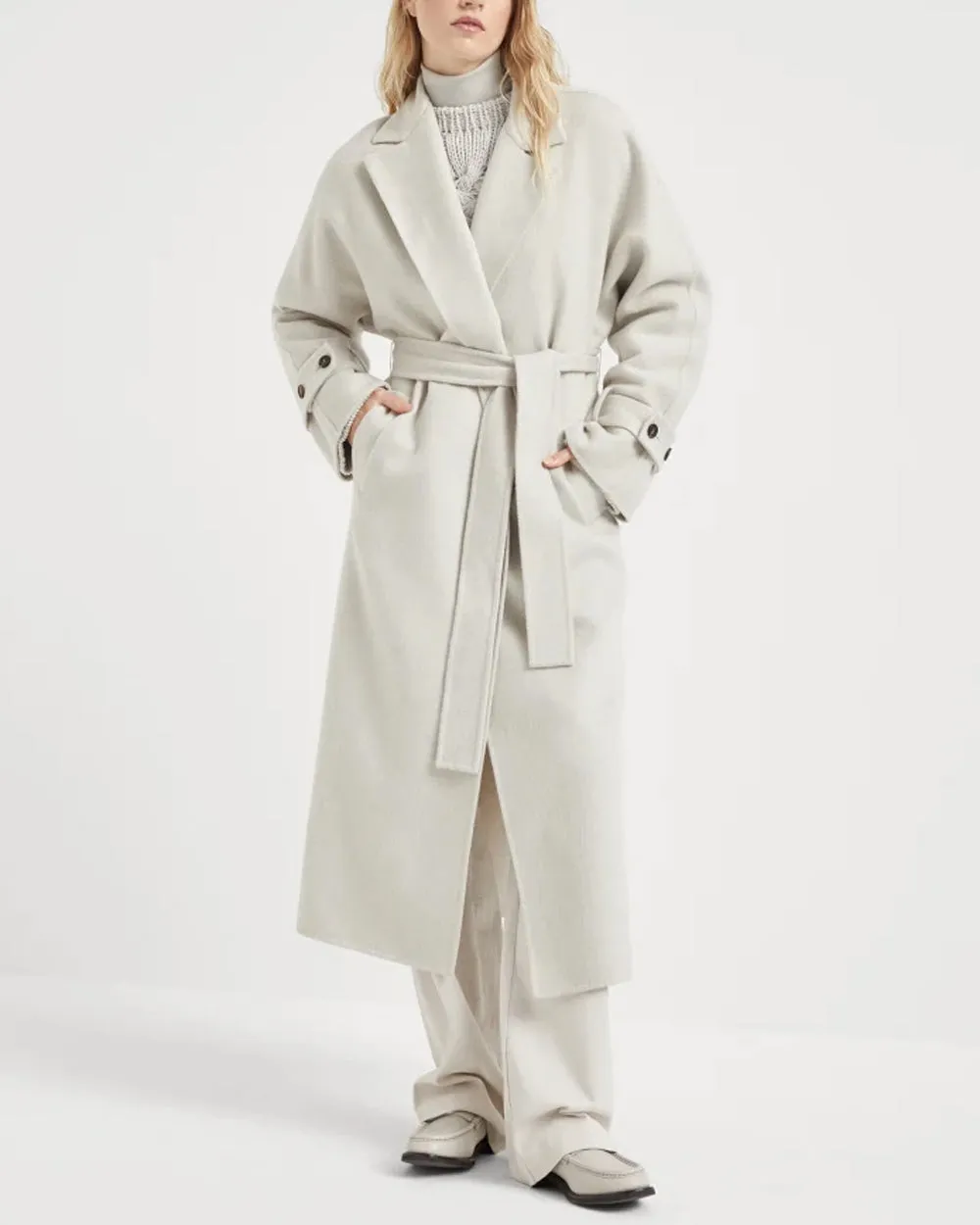 Marble White Cashmere Overcoat
