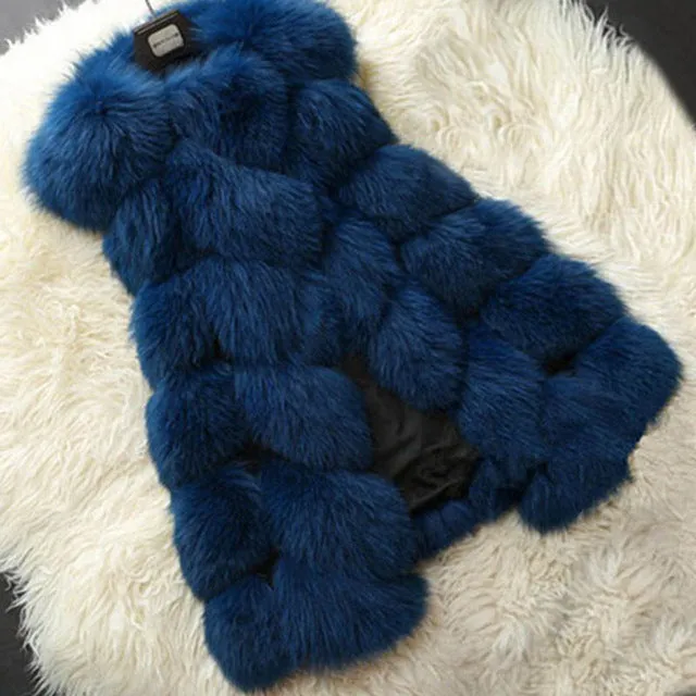 MCCKLE High quality Fur Vest coat Luxury Faux Fox Warm Women Coat Vests Winter Fashion furs Women's Coats Jacket Gilet Veste 4XL