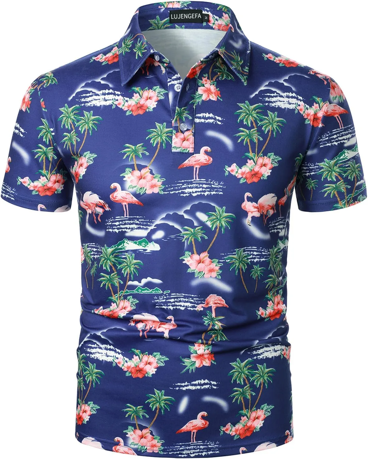 Men's Casual Short Sleeve Polo Shirt Summer Holiday Beach Tropical Tops Golf Shirts for Men