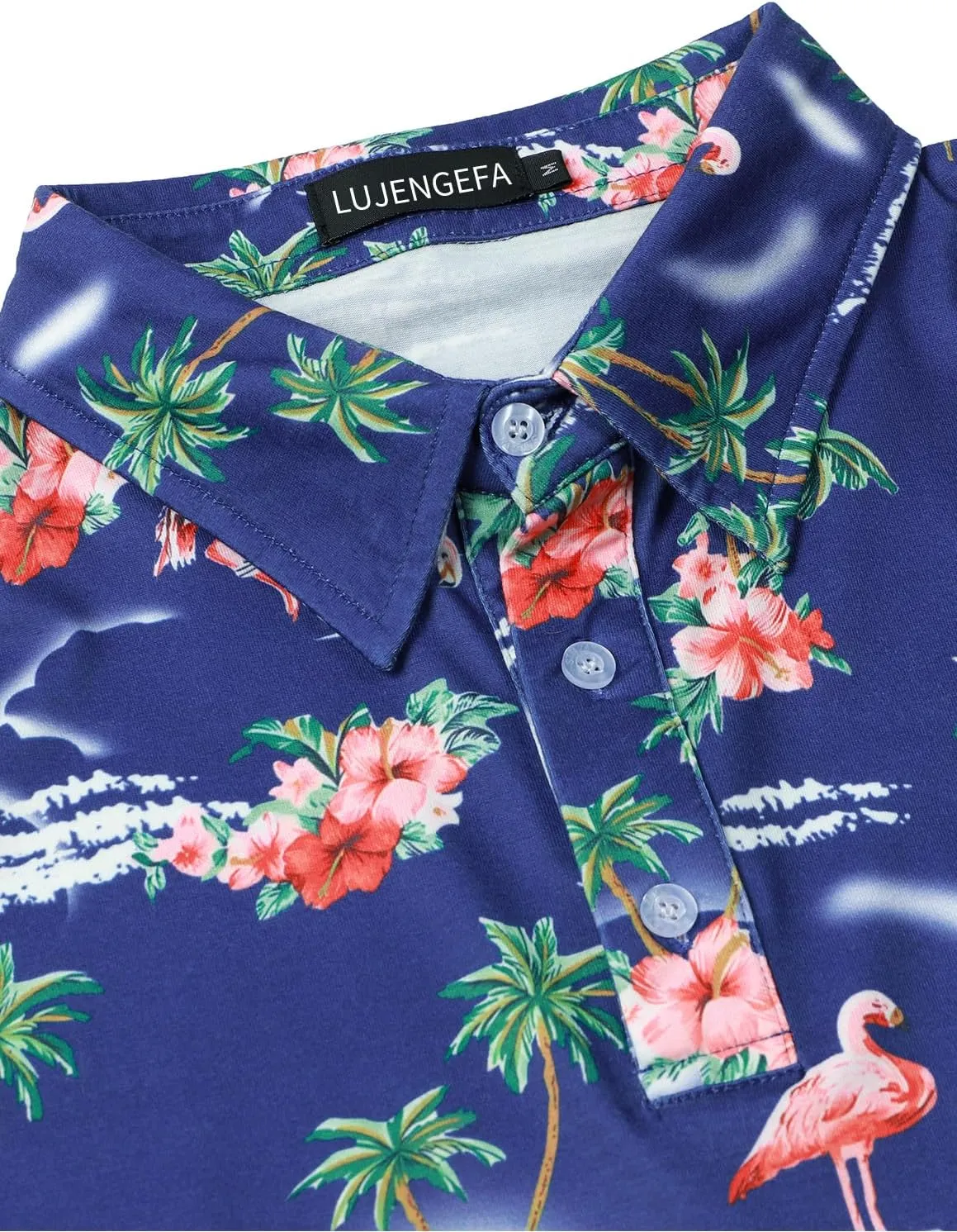Men's Casual Short Sleeve Polo Shirt Summer Holiday Beach Tropical Tops Golf Shirts for Men