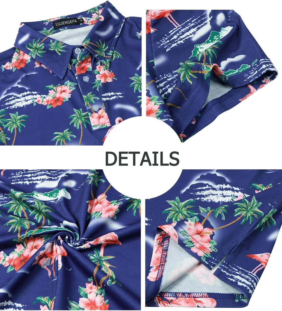Men's Casual Short Sleeve Polo Shirt Summer Holiday Beach Tropical Tops Golf Shirts for Men