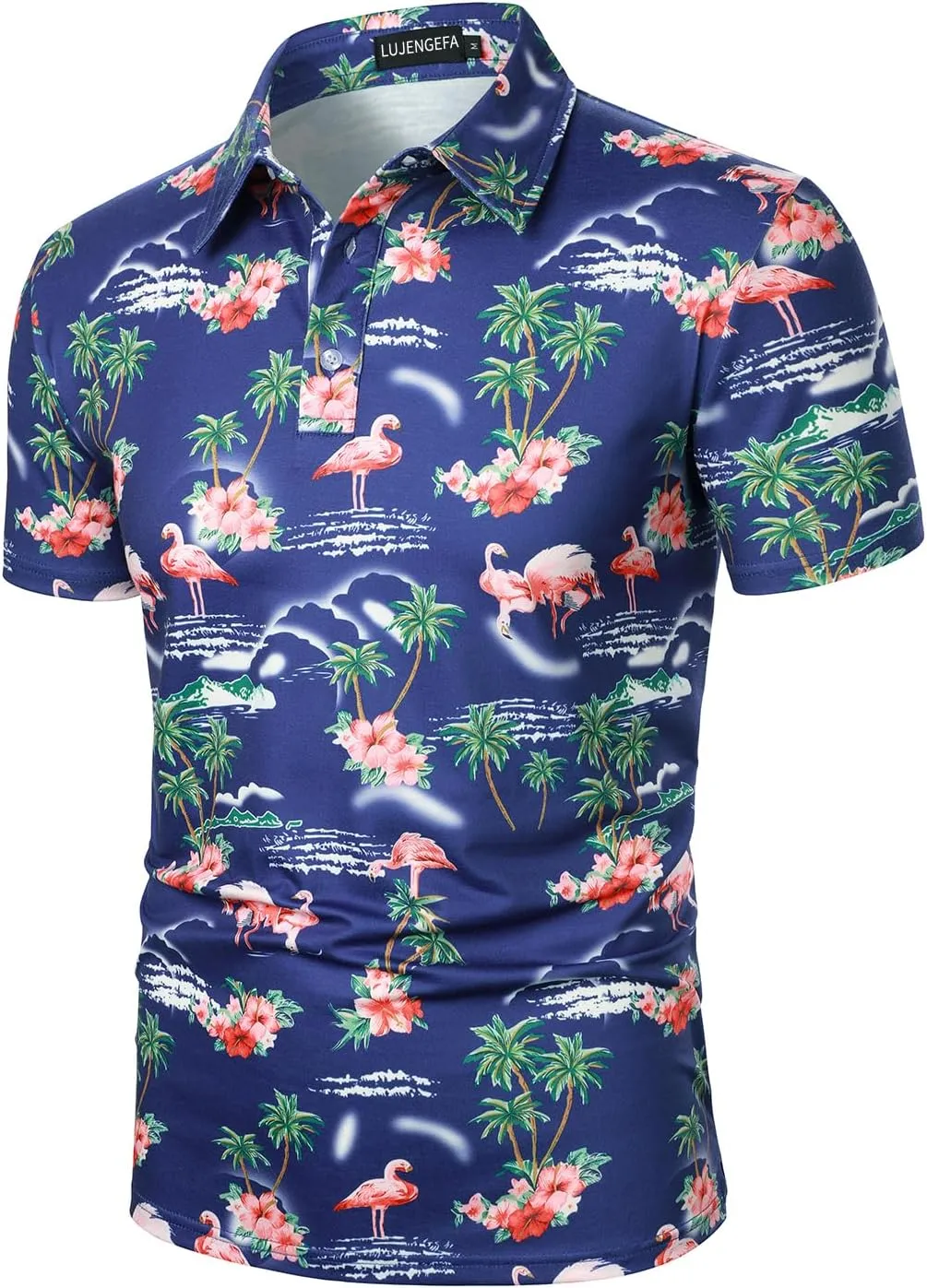 Men's Casual Short Sleeve Polo Shirt Summer Holiday Beach Tropical Tops Golf Shirts for Men