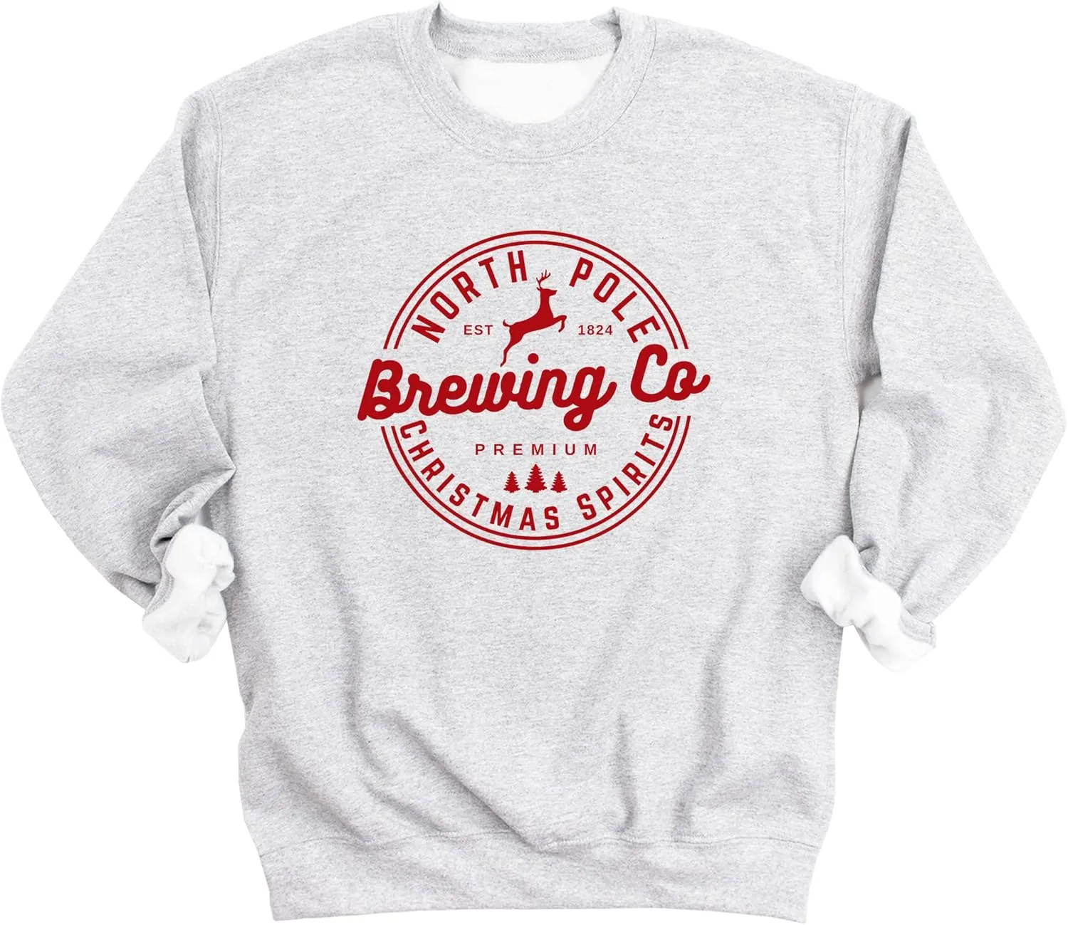 North Pole Brewing Co. Christmas Sweatshirt - Funny Graphic Sweatshirts for Women, Holiday Christmas Sweater, Comfy Pullover