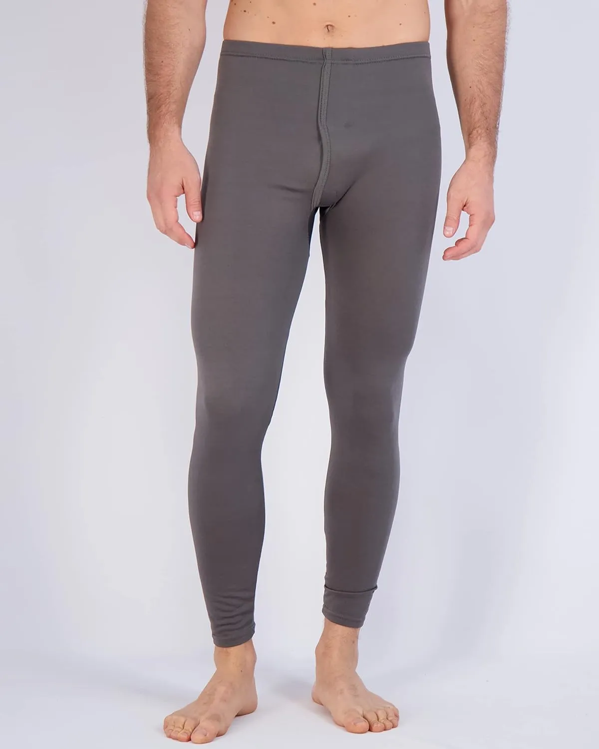 Real Essentials 3 Pack: Men's Thermal Underwear Base Layer Fleece Lined Pants with Fly - Long John Bottom(Big & Tall)