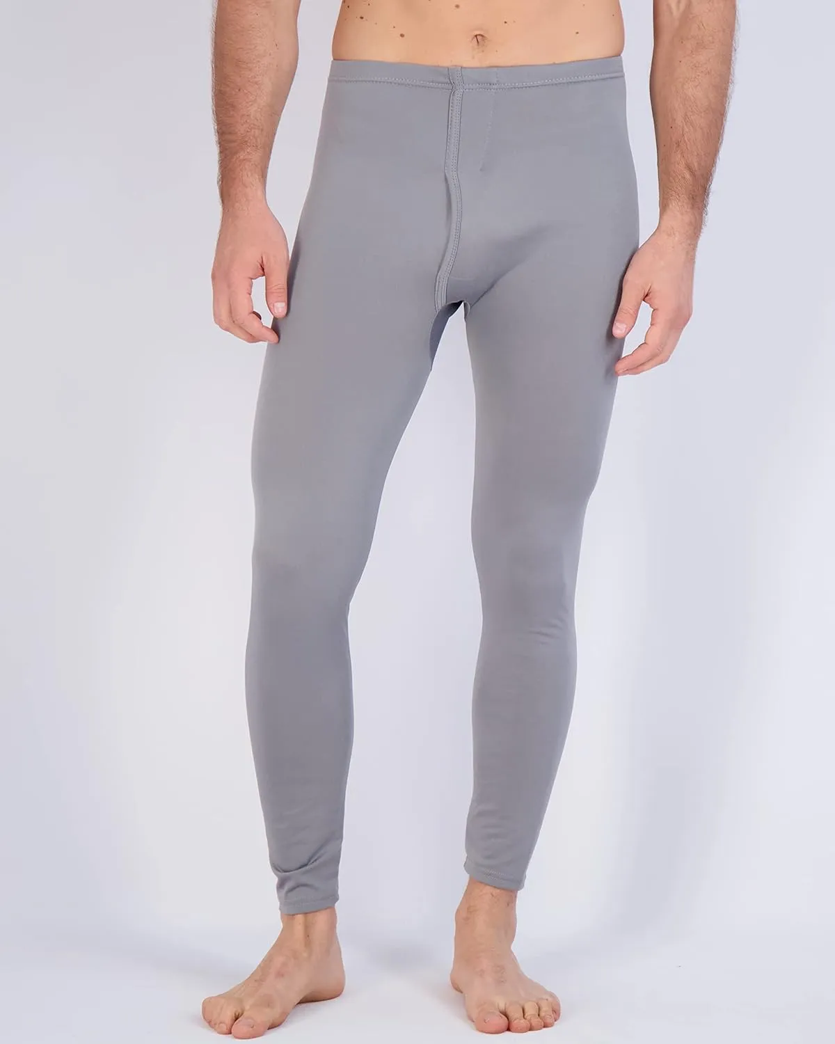 Real Essentials 3 Pack: Men's Thermal Underwear Base Layer Fleece Lined Pants with Fly - Long John Bottom(Big & Tall)