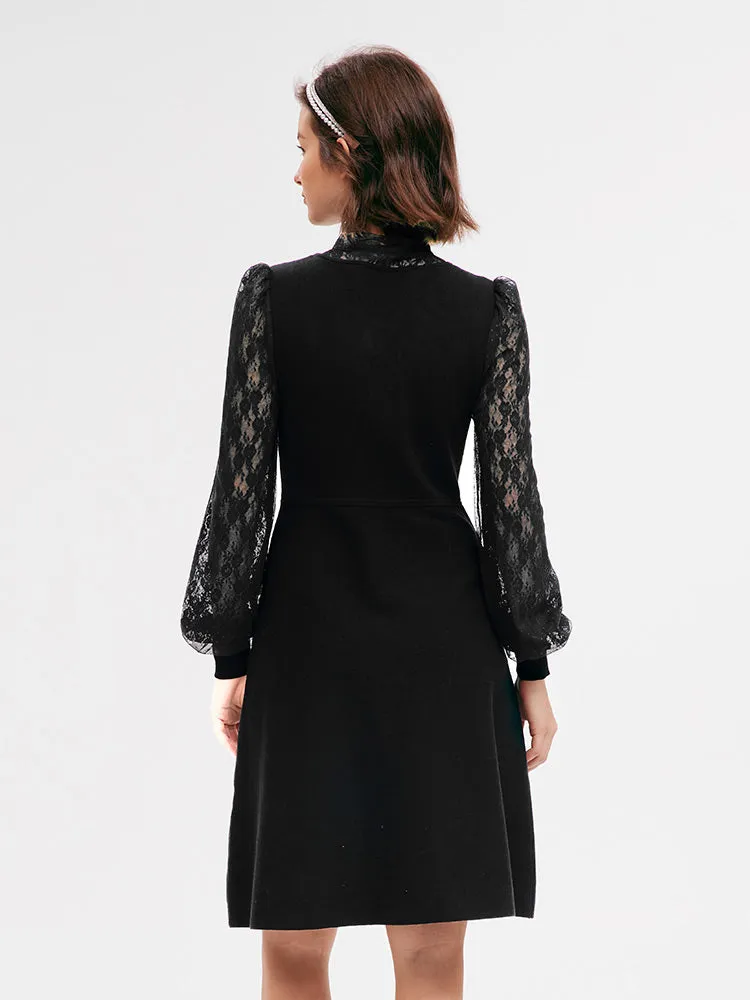 Tencel Lace Patchwork Midi Dress