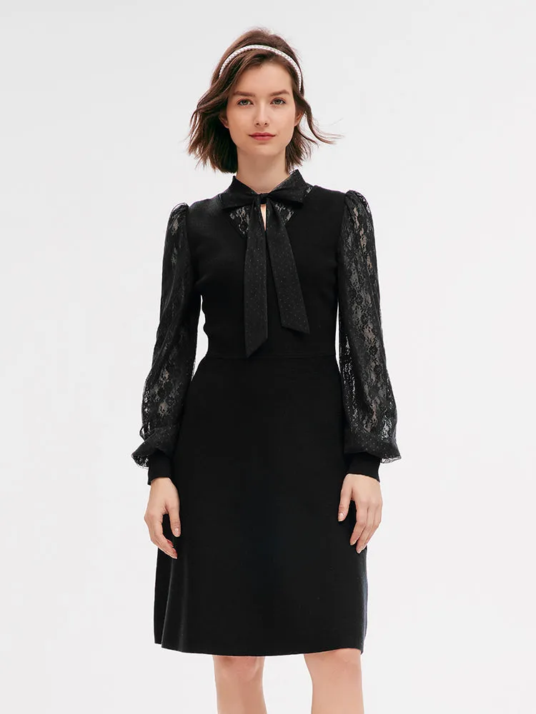 Tencel Lace Patchwork Midi Dress