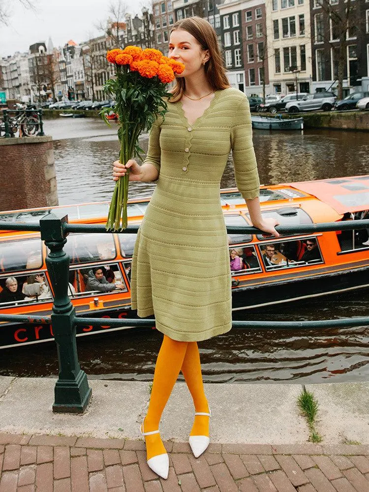 Tencel Woolen Knitted Midi Dress