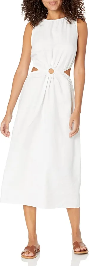 The Drop Women's Sade Linen Cut Out Midi