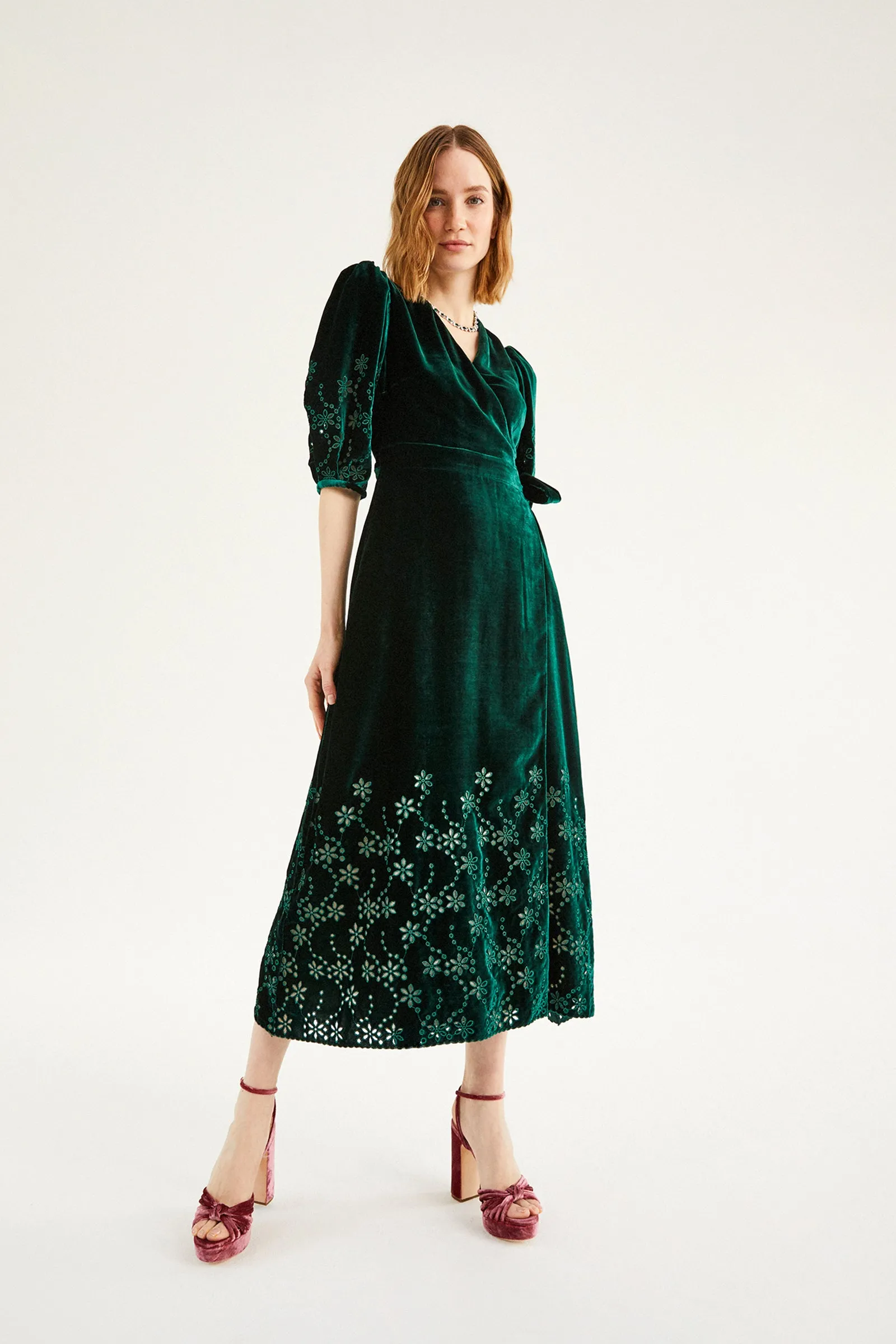 Vermont Wrap Dress Emerald Cut Work Velvet