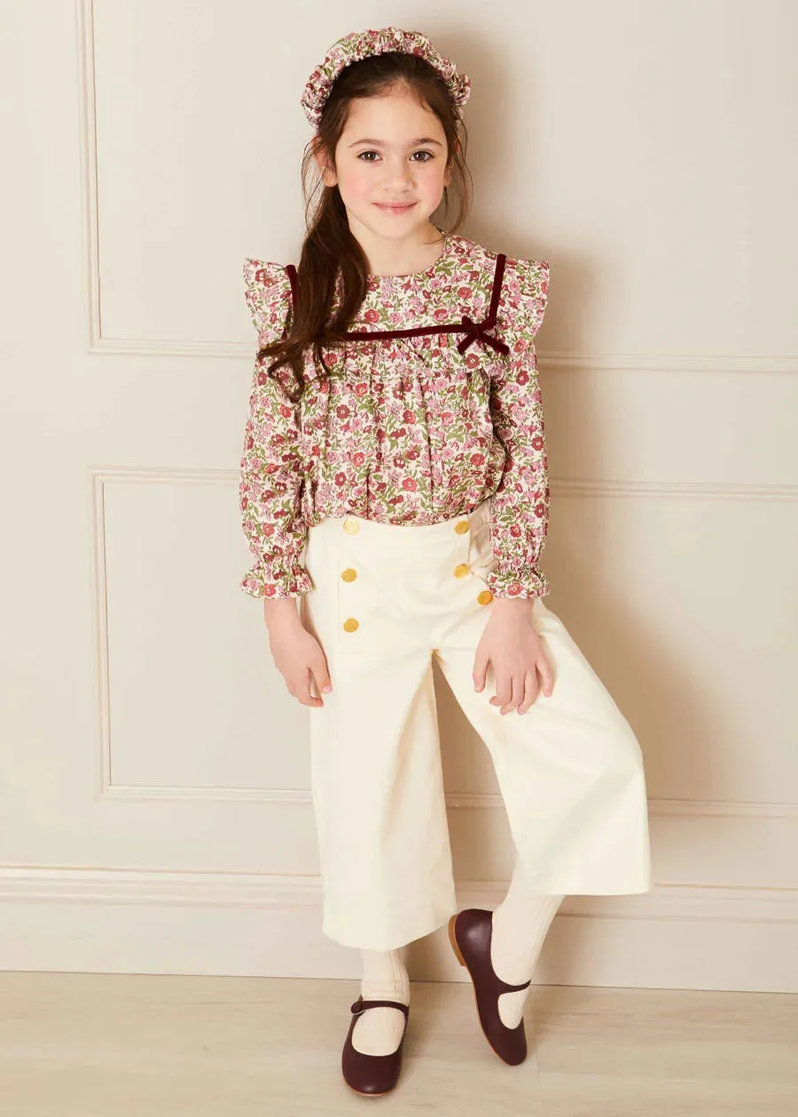 Wide Leg Front Button Trousers in Beige (2-10yrs)