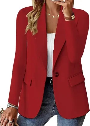 Women's Blazer Open Front Casual Bussiness Blazers Notch Collar Work Office Suit Jackets Long Sleeve Lapel Jacket