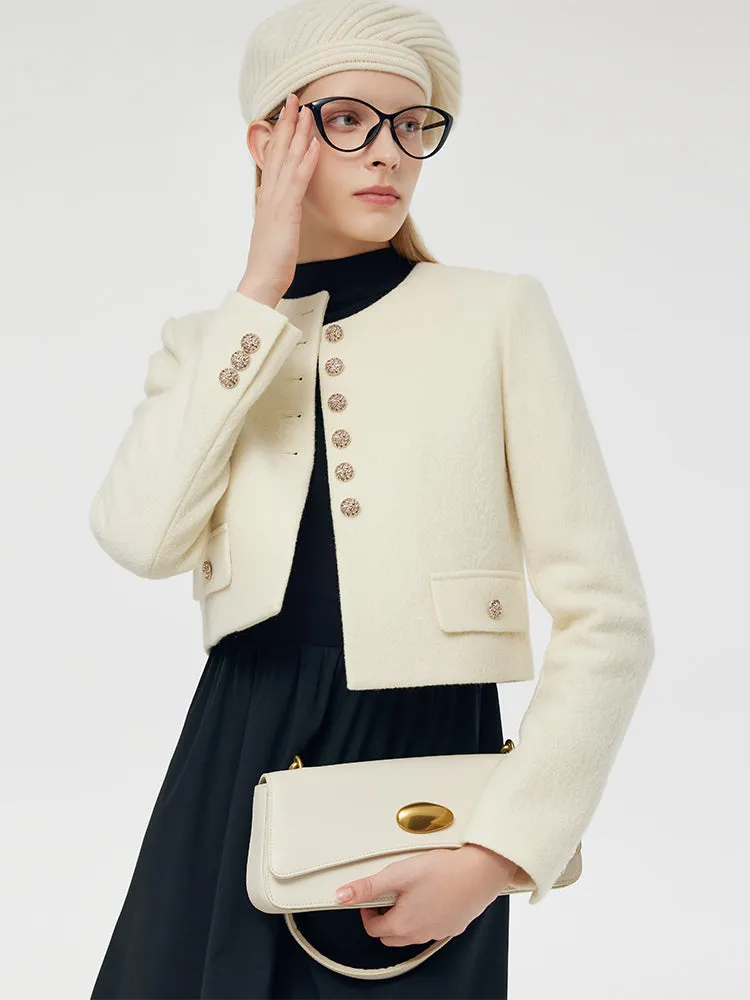 Wool Crop Jacket And Midi Dress Two-Piece Set